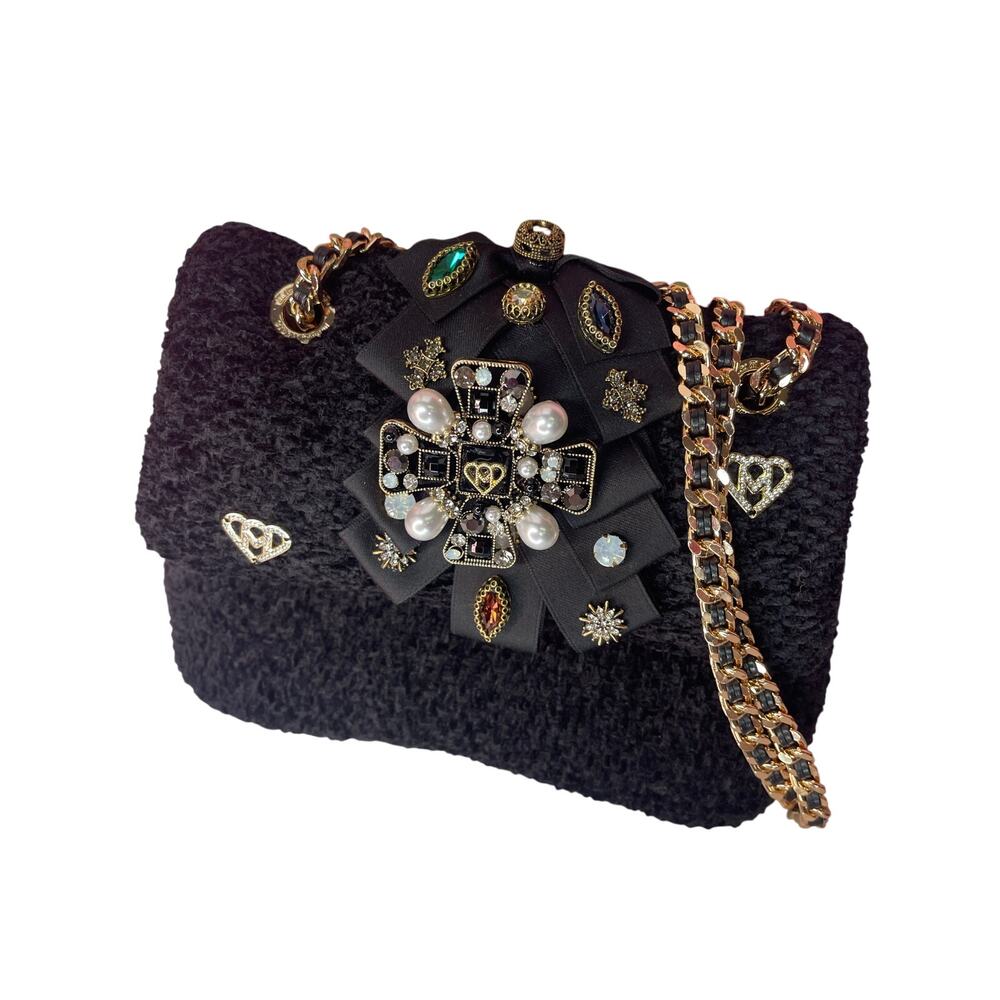 Minime Paris XS Soft Structured Bag, Black Tweed, NWT - Picture 3 of 13